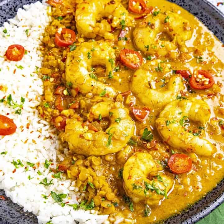 Red Curry served in a bowl.
