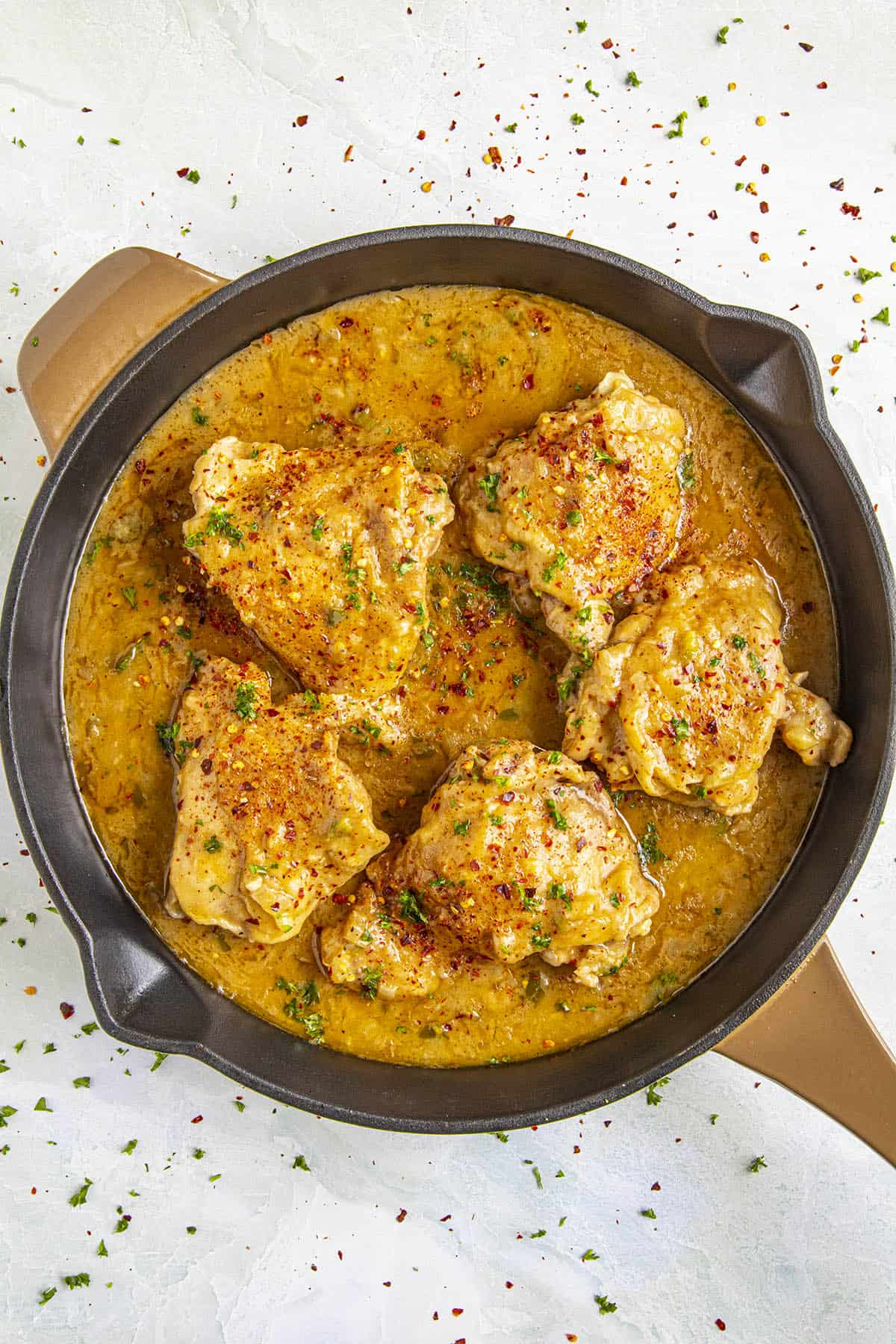 Smothered Chicken Fricassee in a pan