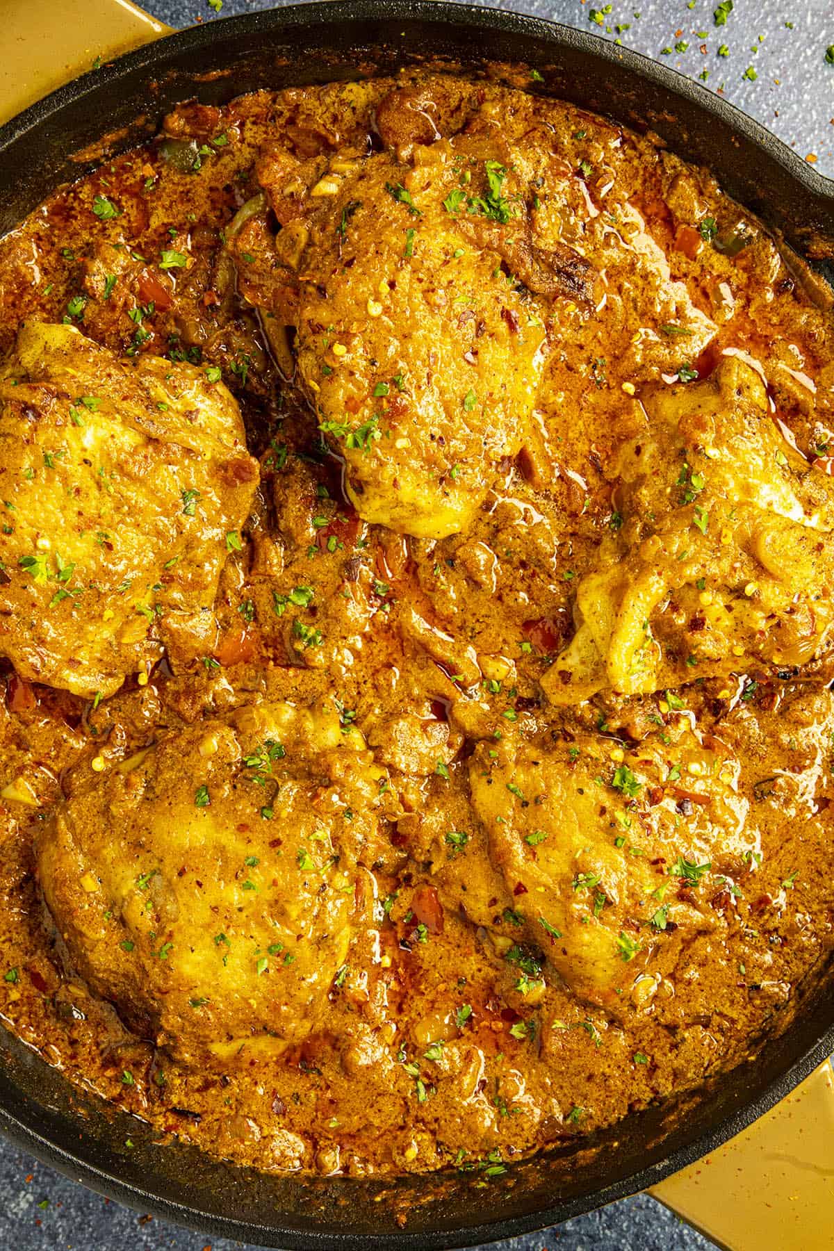 Chicken Paprikash in a hot pan
