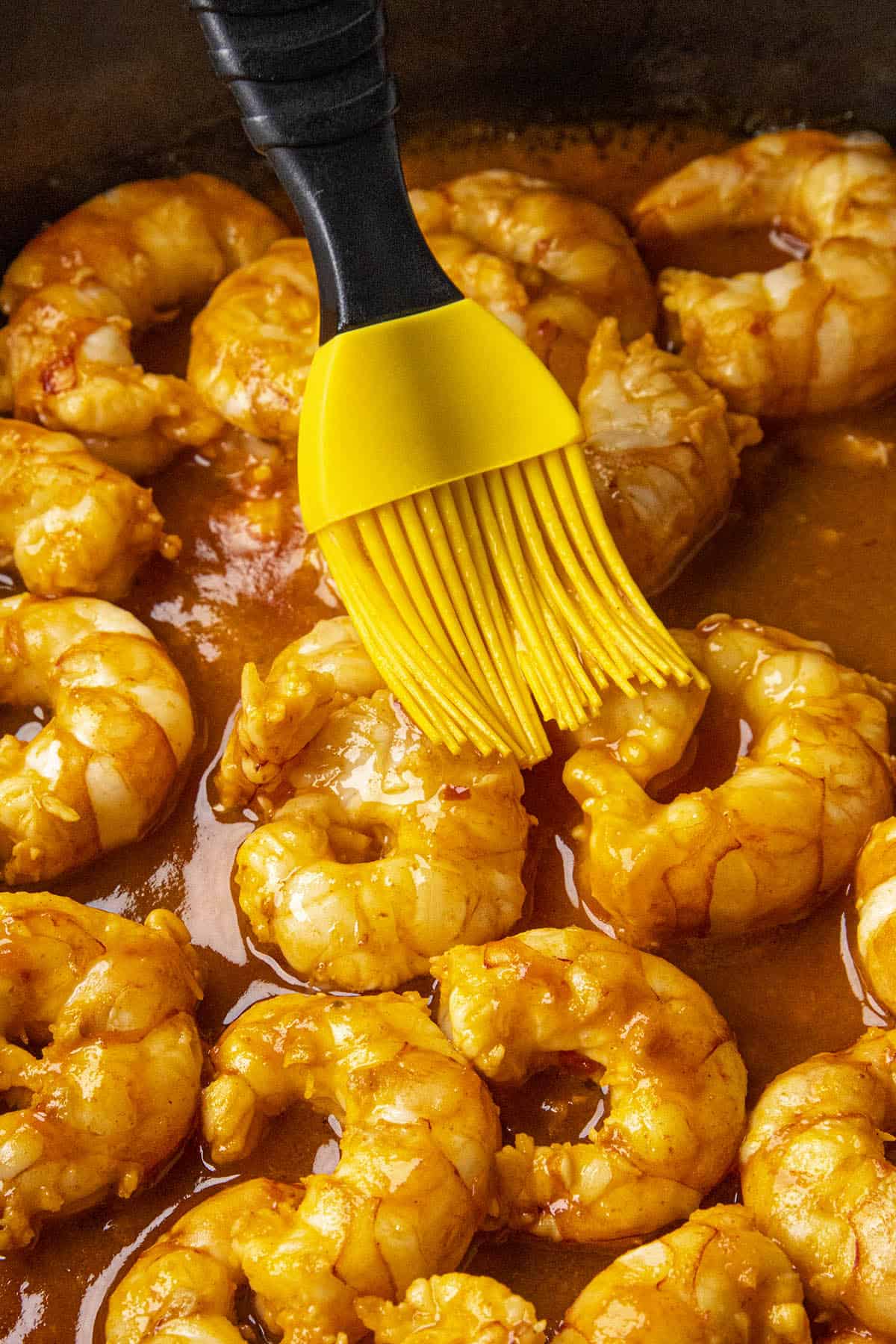 Glazing the Firecracker Shrimp in the pan