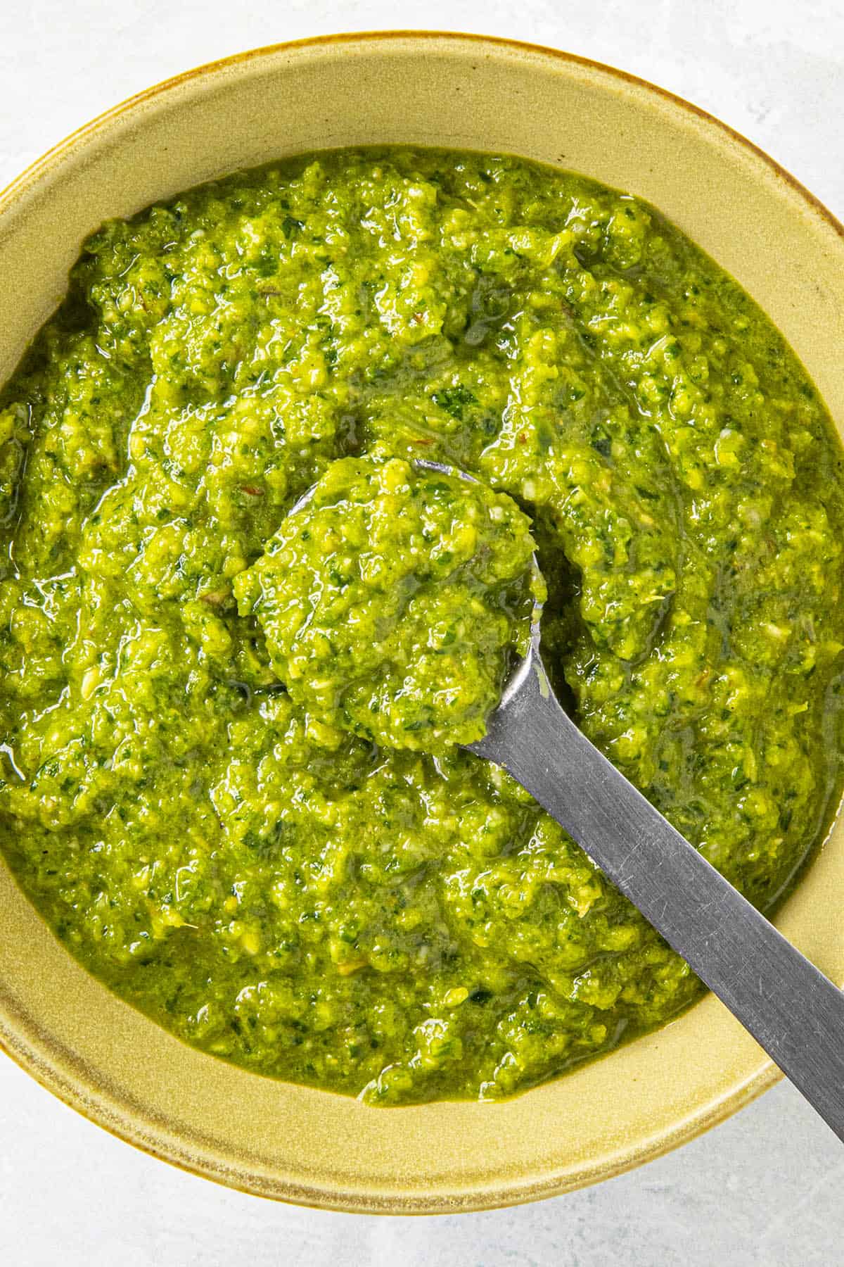 Thick and flavorful Green Curry Paste, ready for curry making