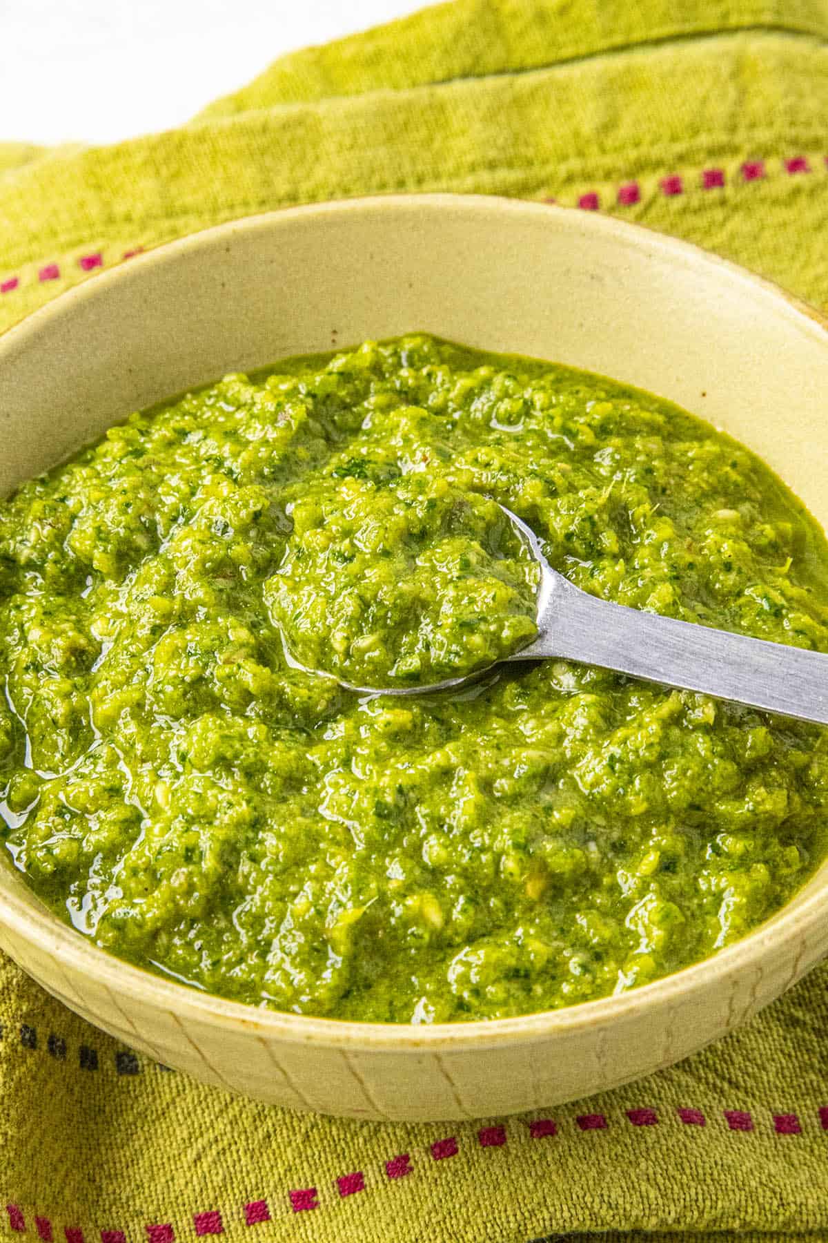 Green Curry Paste on a spoon
