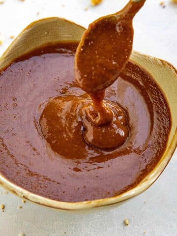 A spoonful of the delicious Hoisin Sauce