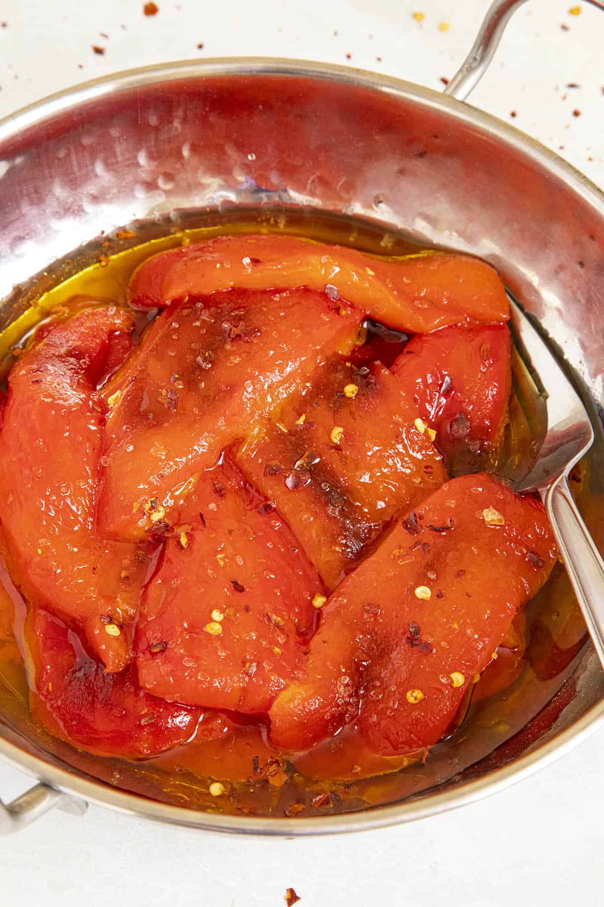 Roasted Red Peppers in a bowl