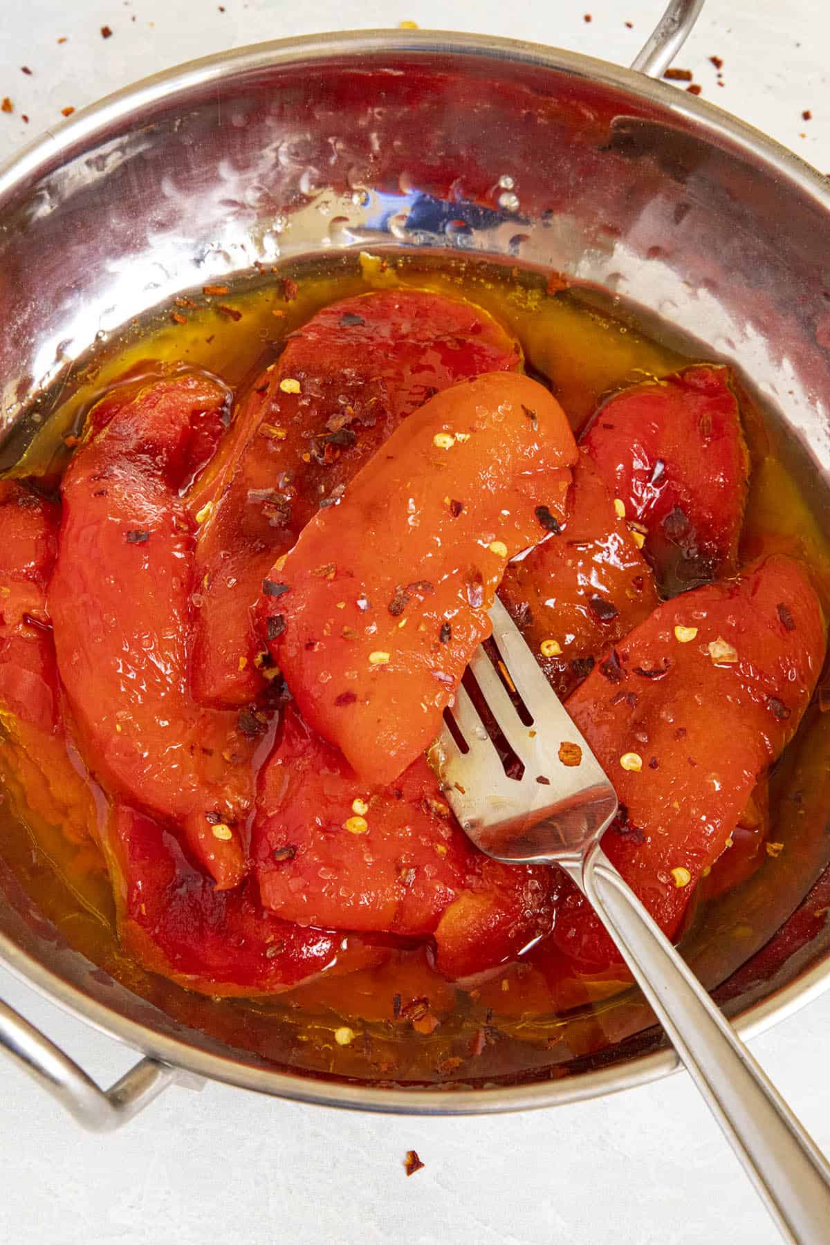 Roasted Red Pepper on a fork