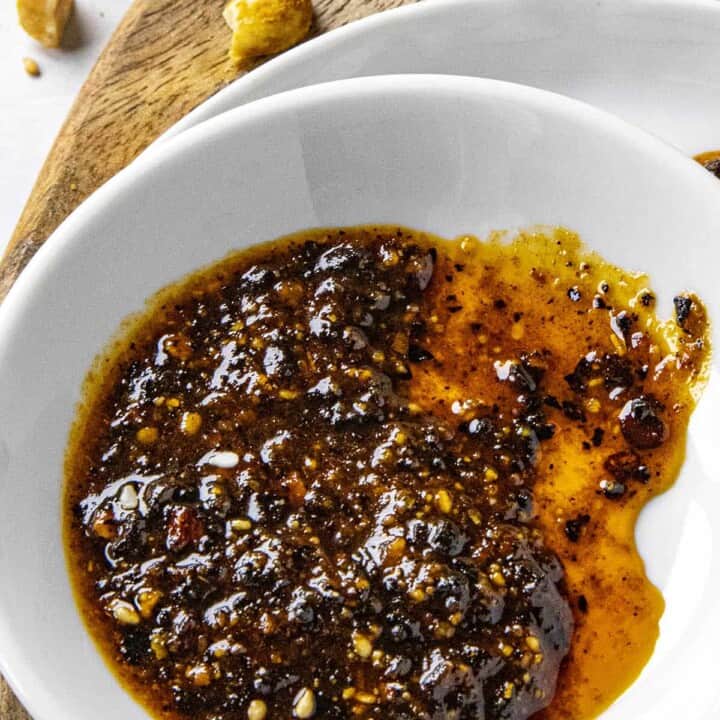 Salsa Macha served in a big white bowl