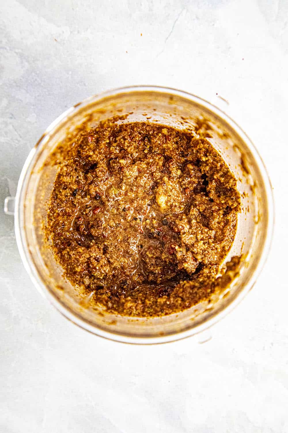 Achiote Paste processed in a food processor
