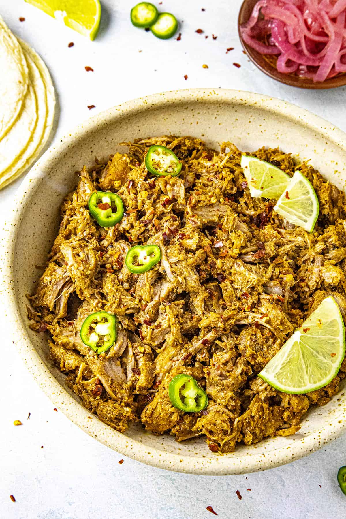 Shredded Cochinita Pibil in a bowl