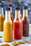 Hot Sauce from Chili Powders served in bottles