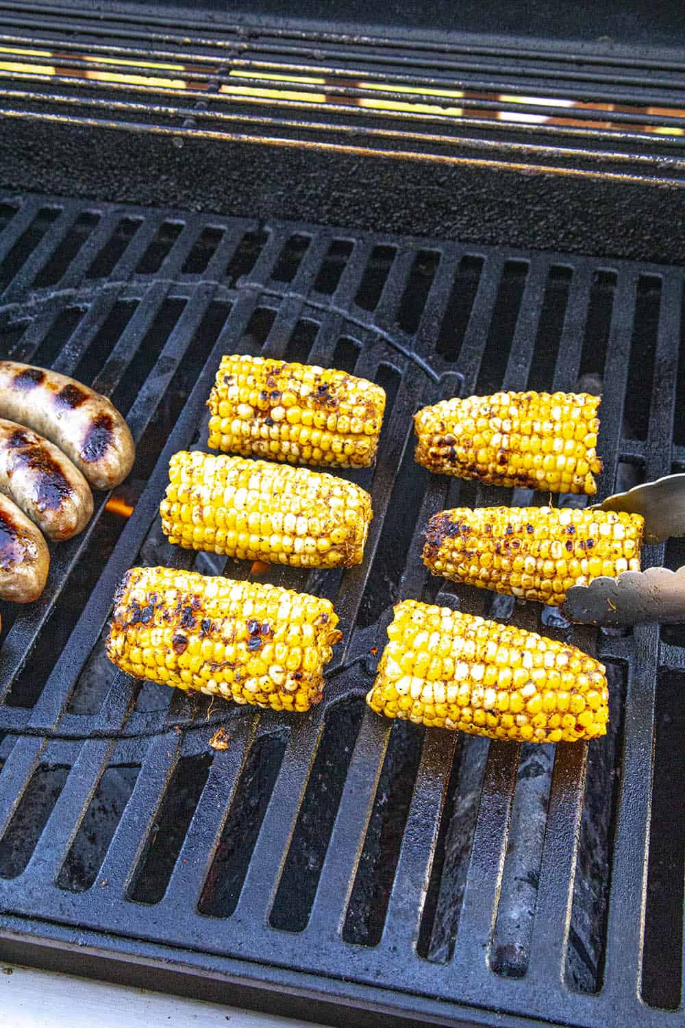 Jerk Rubbed Grilled Corn on the Cob on the grill
