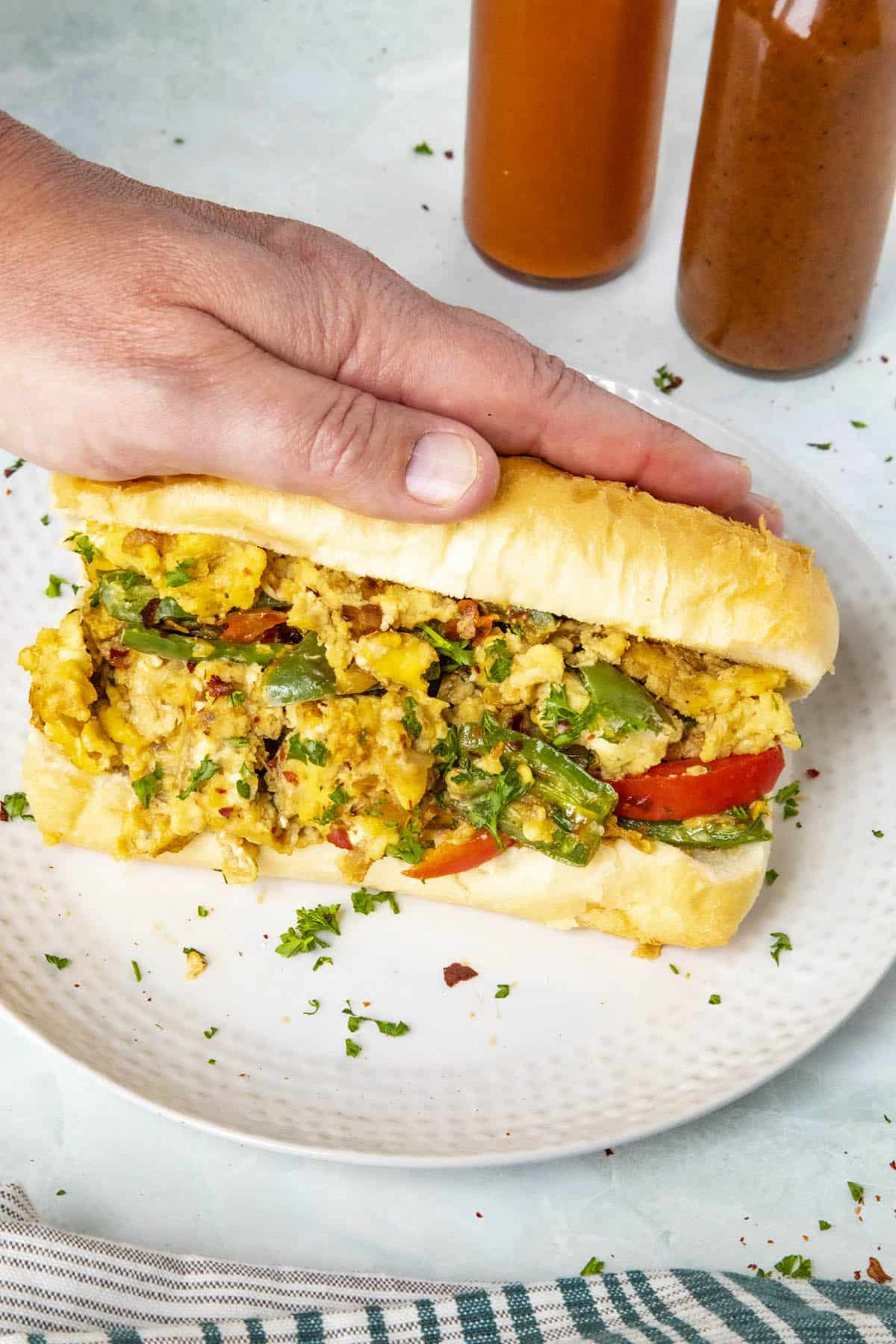 Pepper and Egg Sandwich, ready to enjoy