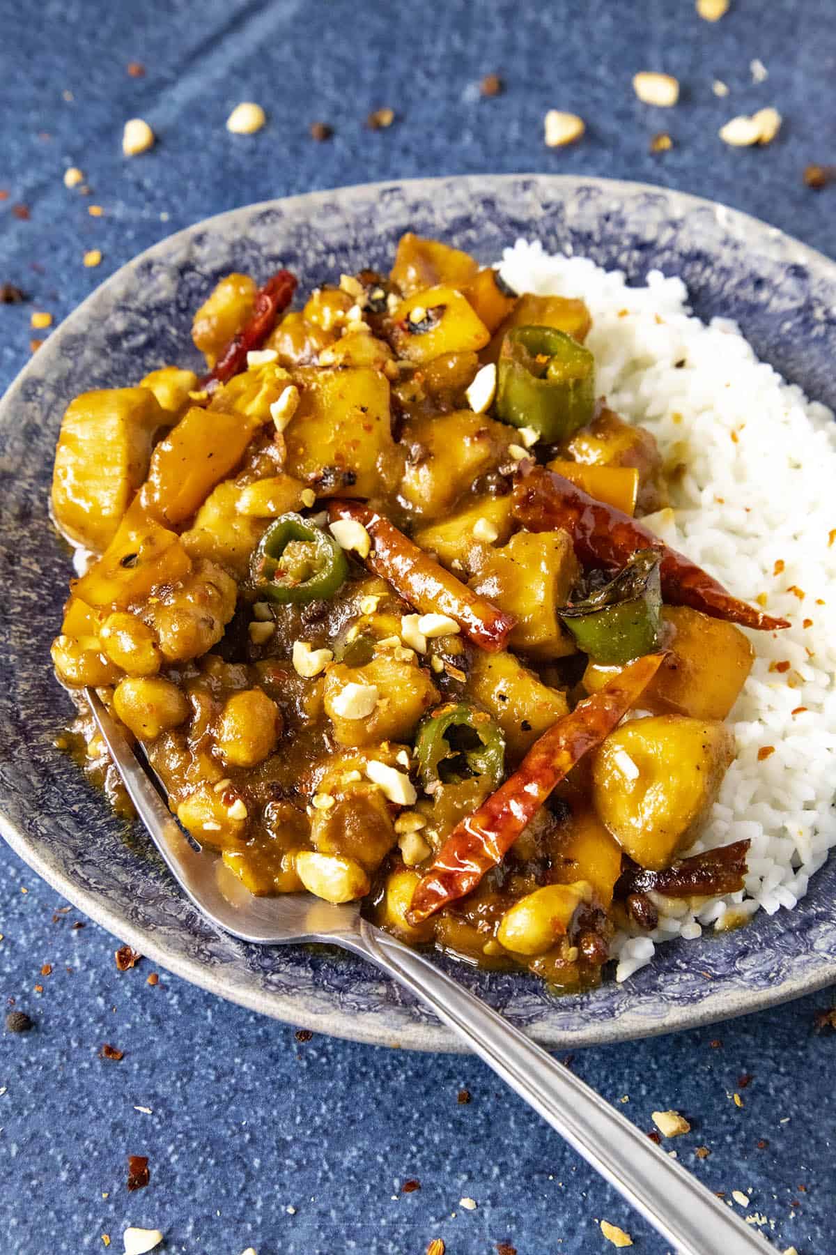 Spicy Szechuan Chicken with lots of peppers, ready to enjoy