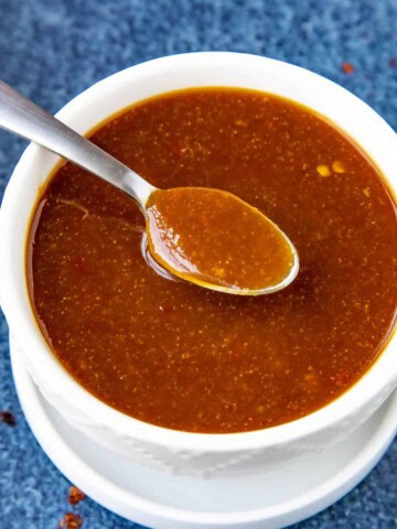 Szechuan Sauce in a big white bowl