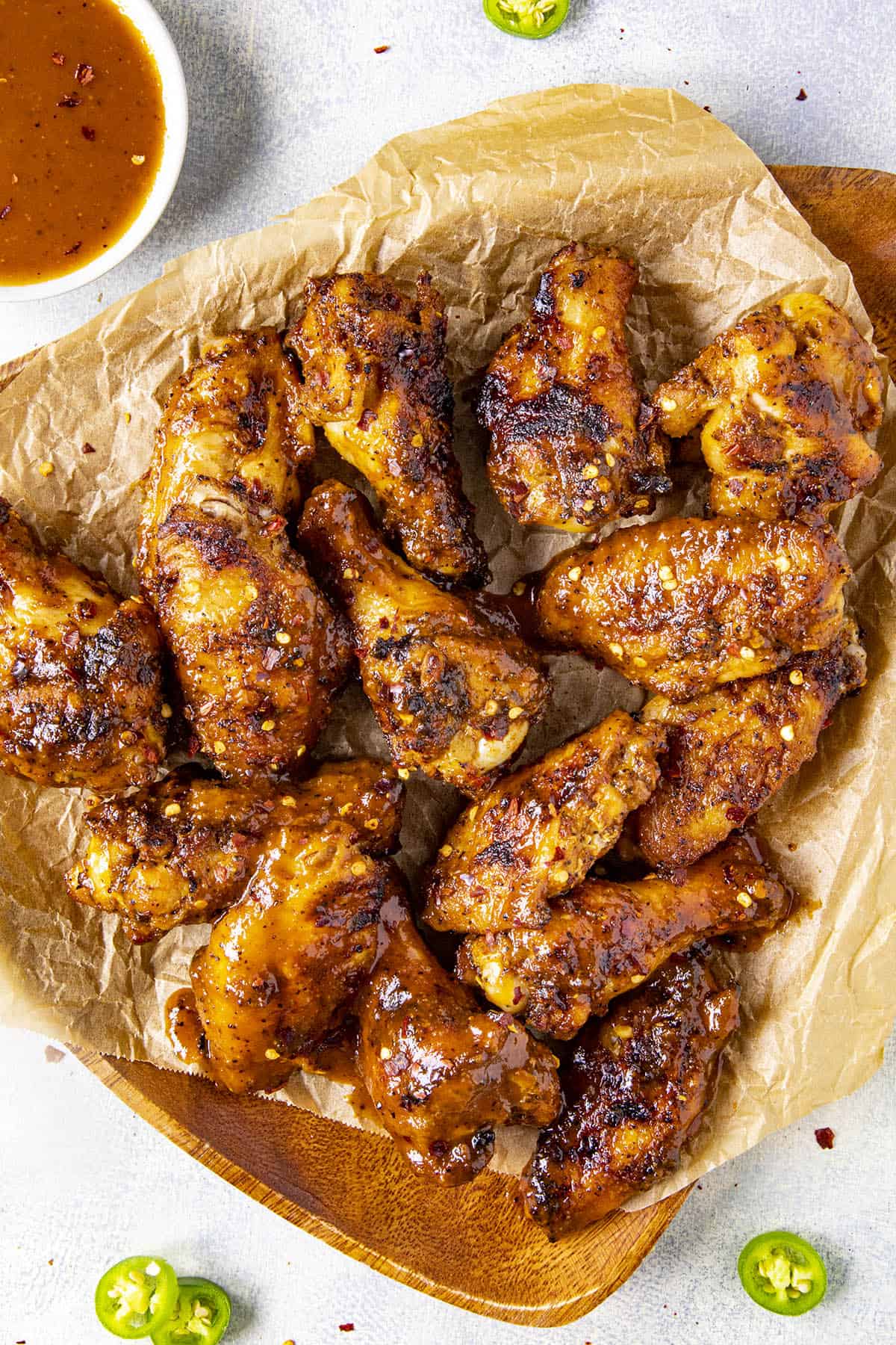 Spicy BBQ Chicken Wings on a platter, ready to serve
