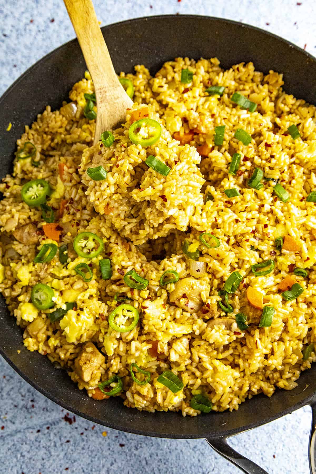 Chicken Fried Rice in a pan