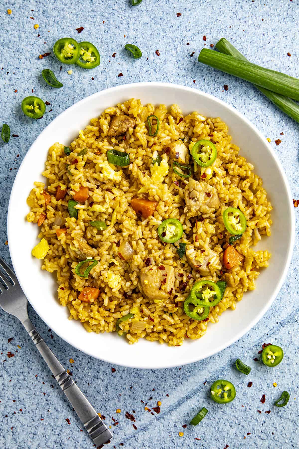 Chicken Fried Rice in a bowl, ready to eat