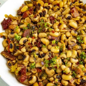 Black Eyed Peas served in a white bowl