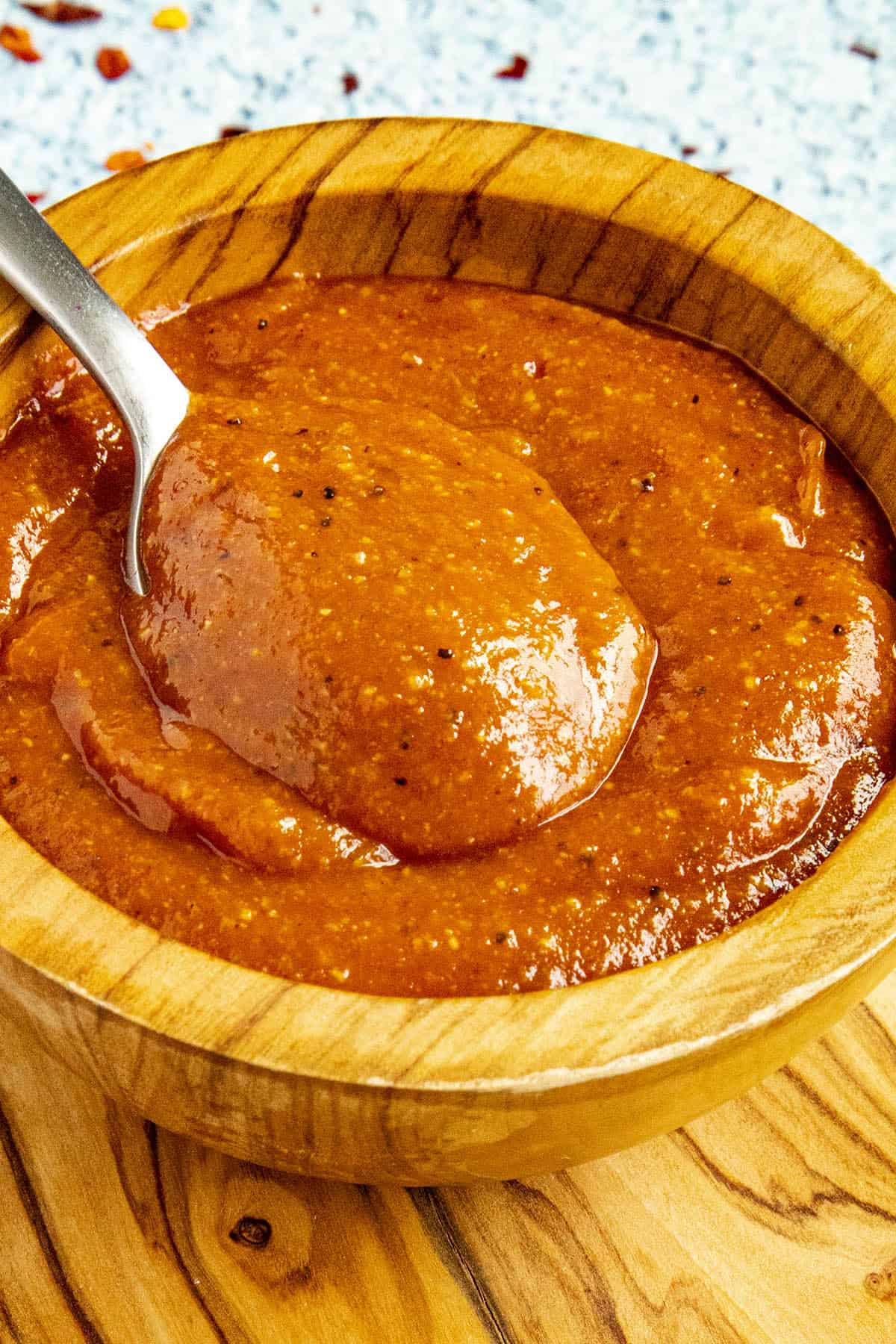Easy Homemade BBQ Sauce on a spoon