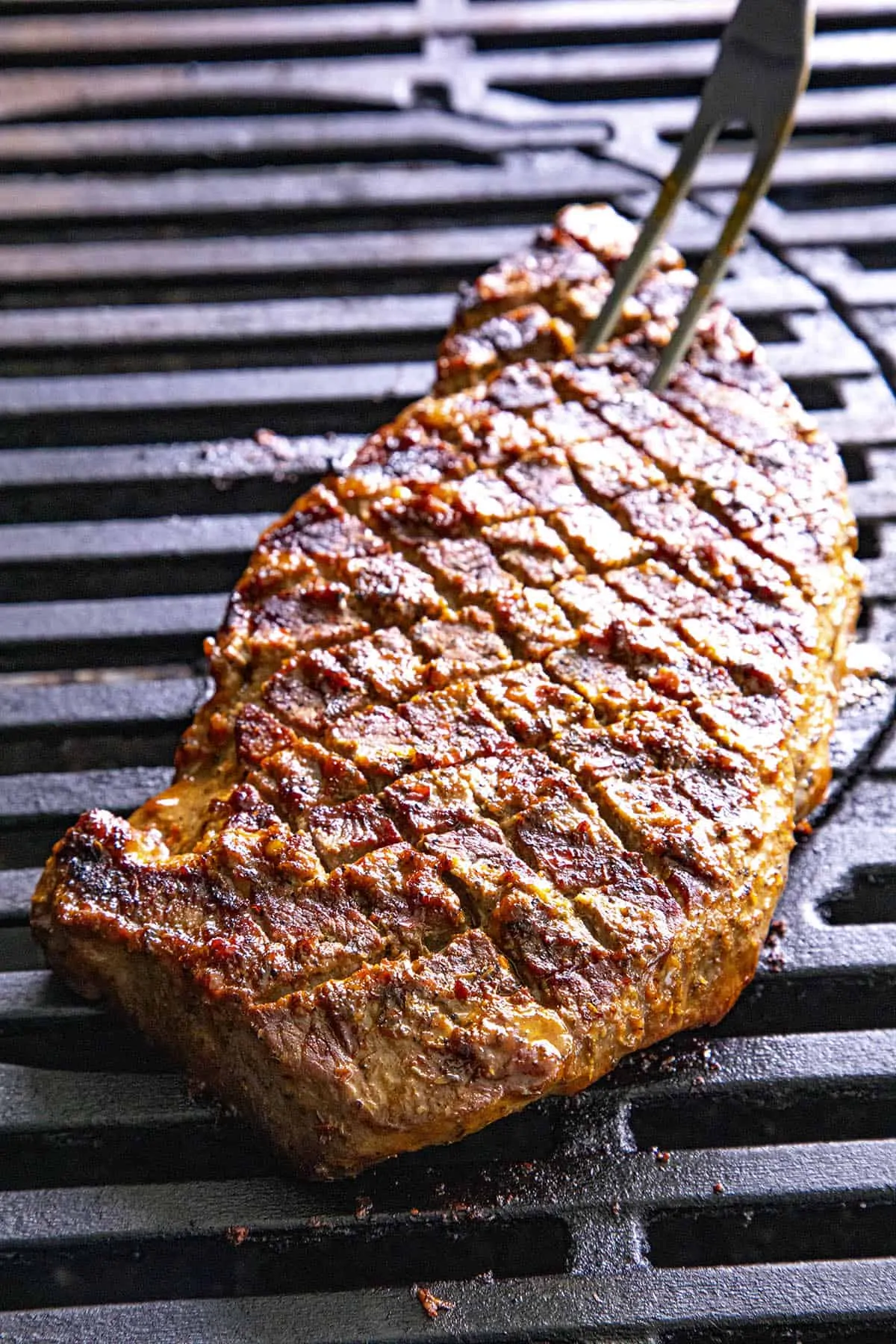 Seared London broil on the grill