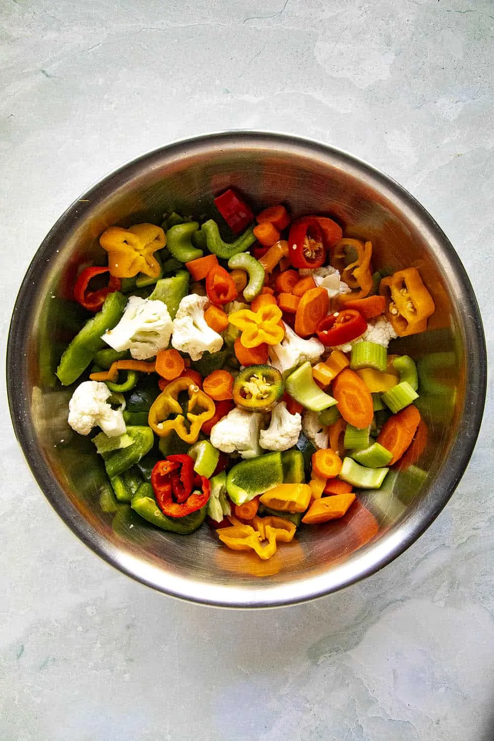 Italian Giardiniera Ingredients in a bowl