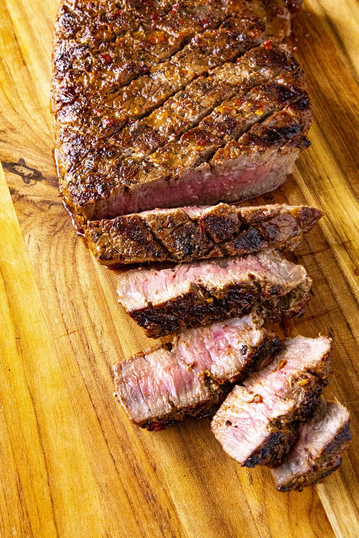 Sliced London broil on a platter, ready to serve