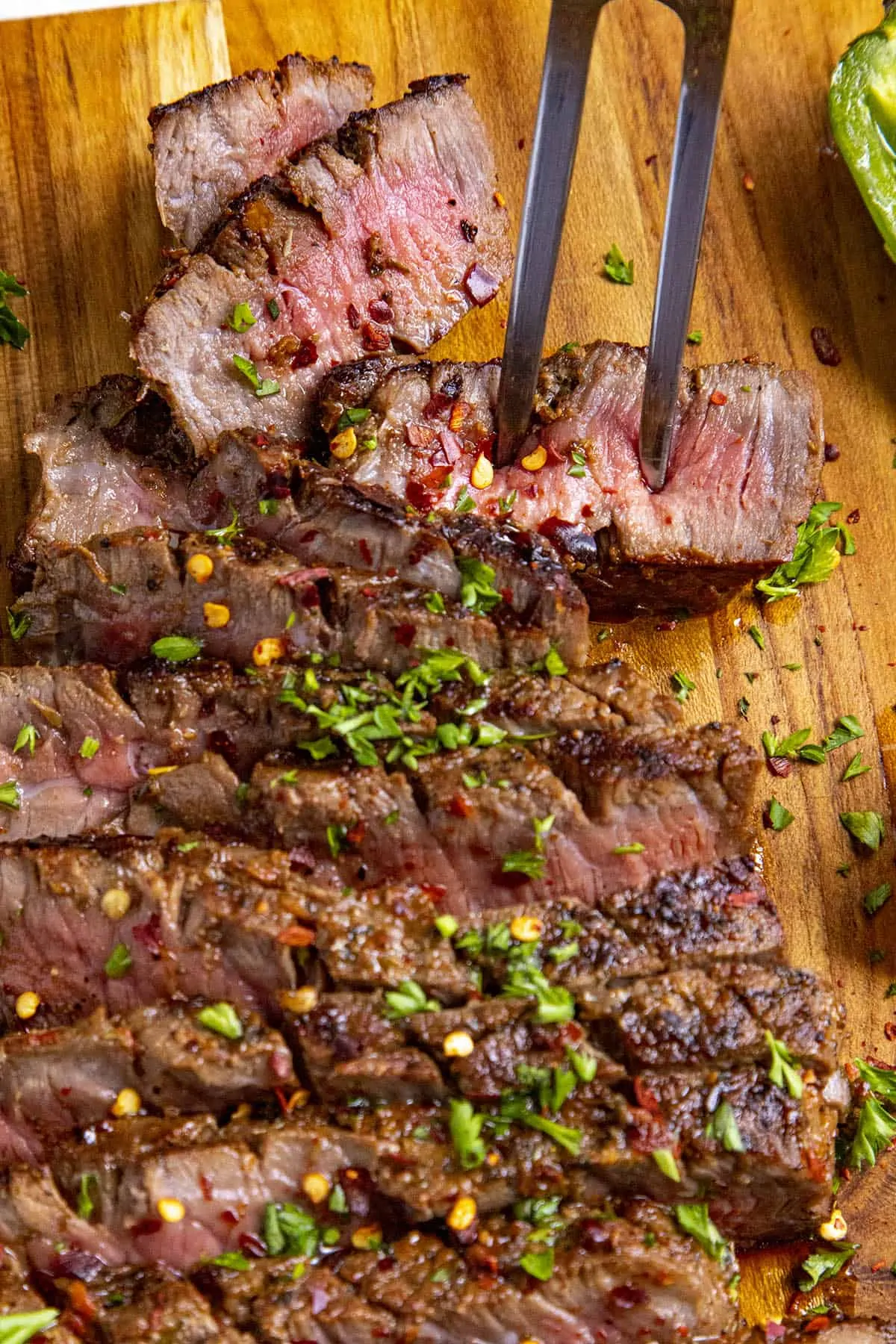 A juicy cut of sliced London broil