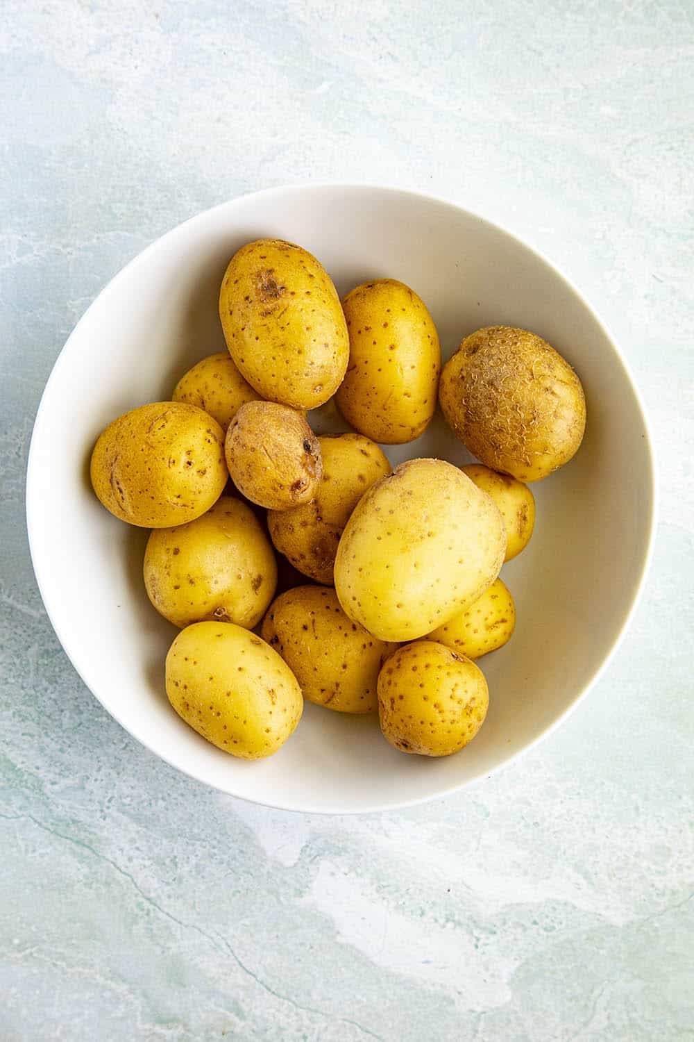 Small potatoes for making papas arrugadas in a bowl