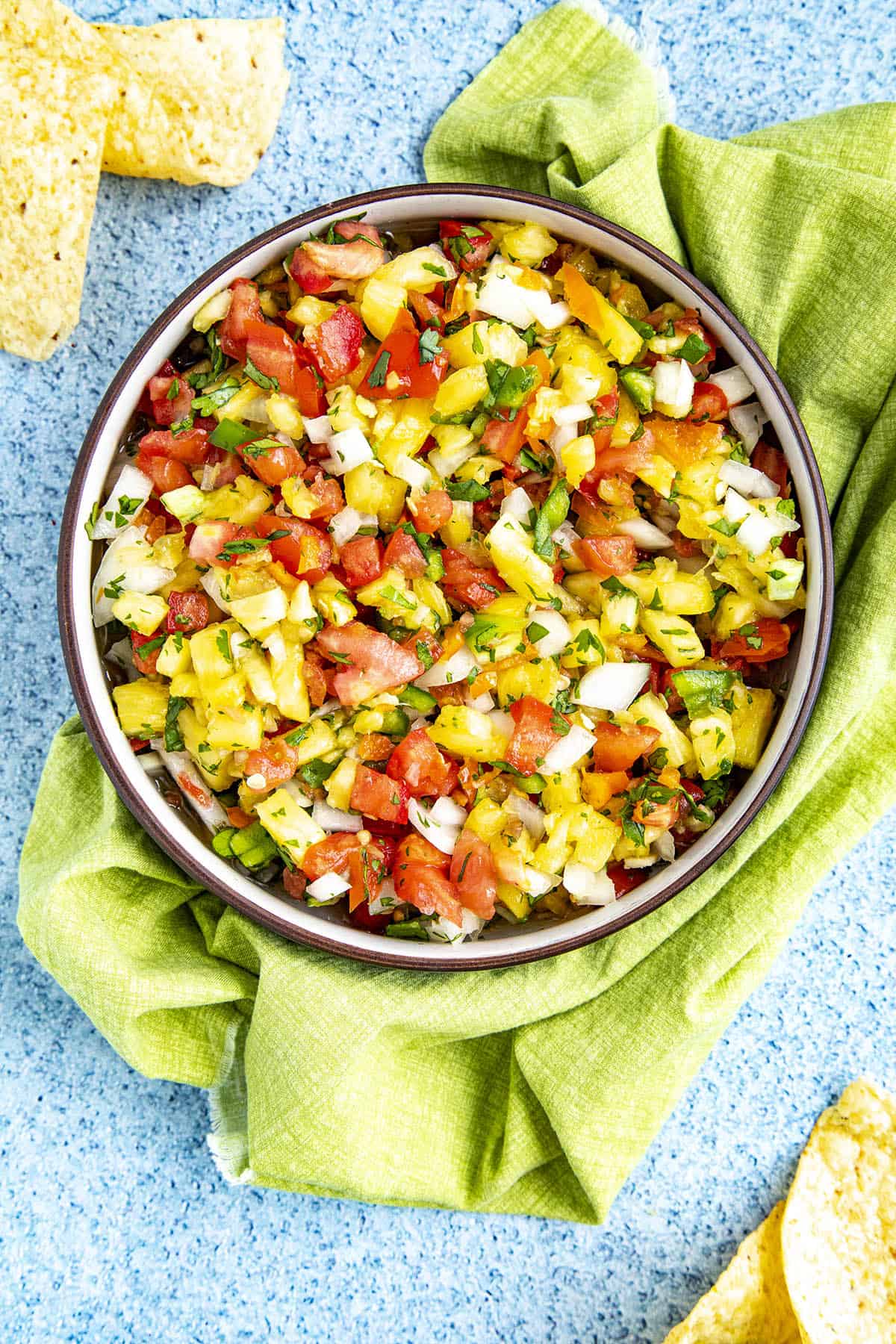 Spicy Pineapple Salsa in a bowl, ready to serve