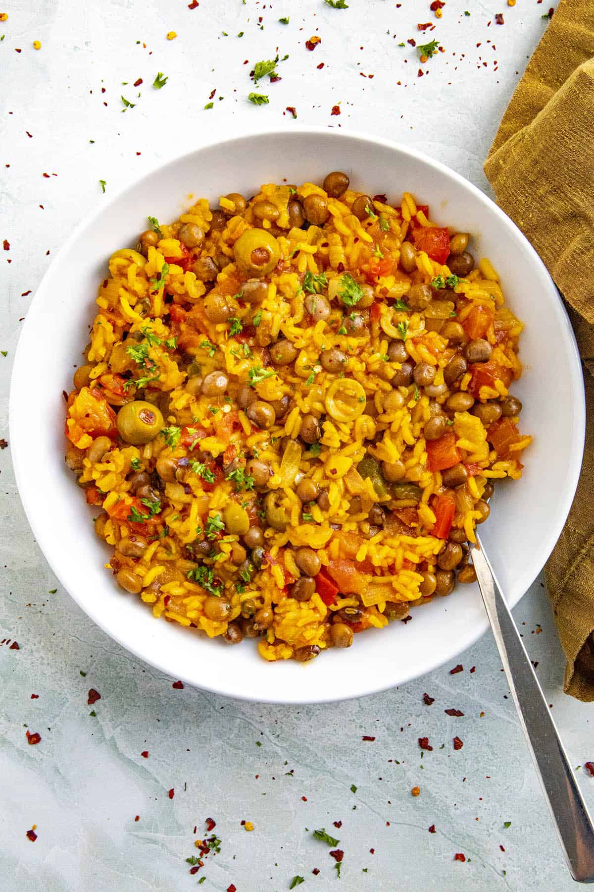 A bowl of Arroz con Gandules