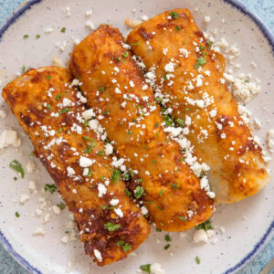 Beef enchiladas served on a plate