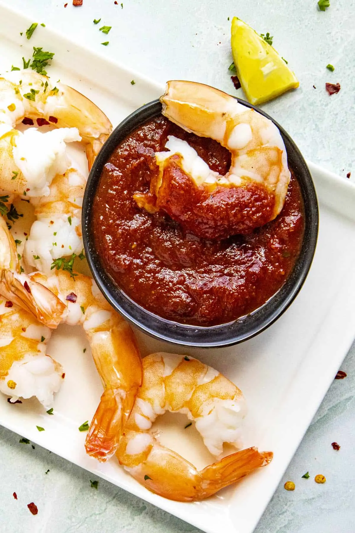Chili Sauce in a bowl with shrimp