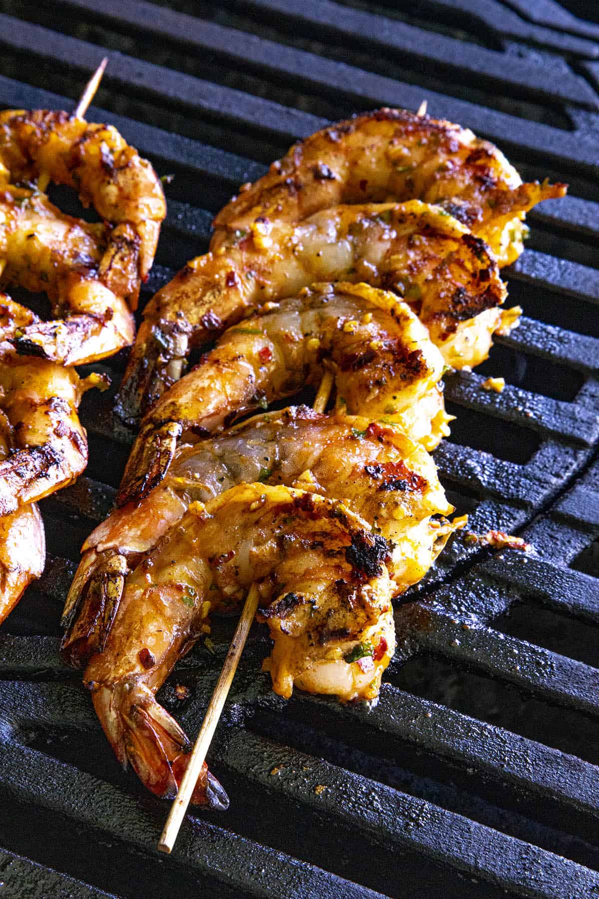 Grilled shrimp on the grill