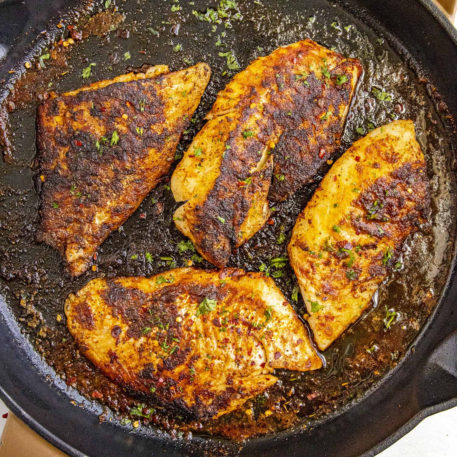 Blackened Fish with Thyme Butter - Southern Cast Iron