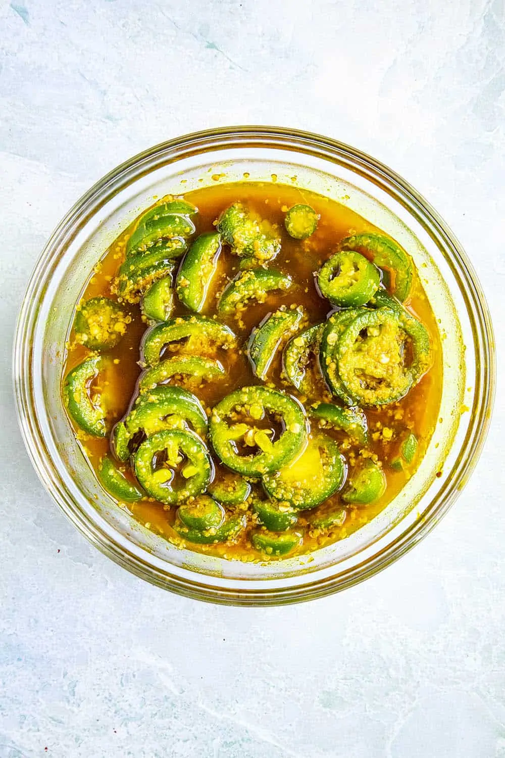 Chilli Pickle marinating in a bowl