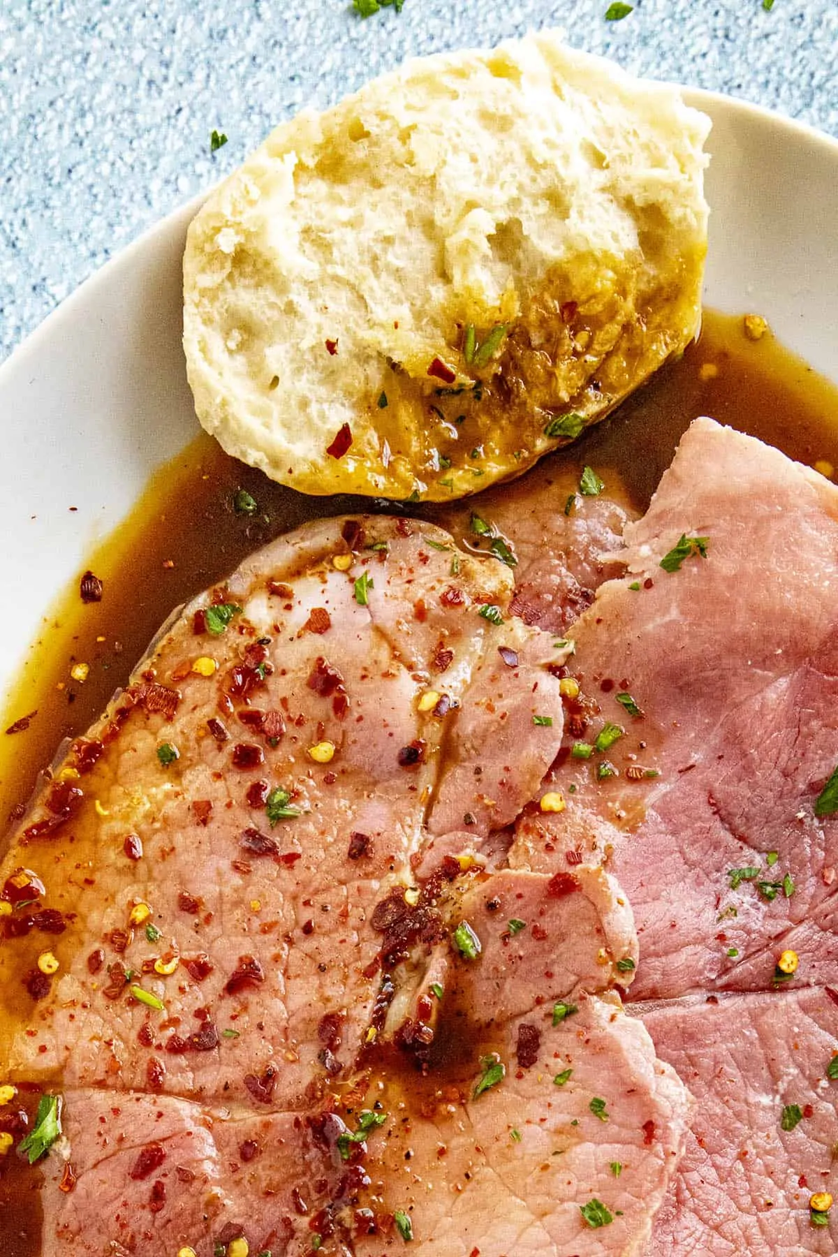 Sopping up Red Eye Gravy with a fluffy biscuit