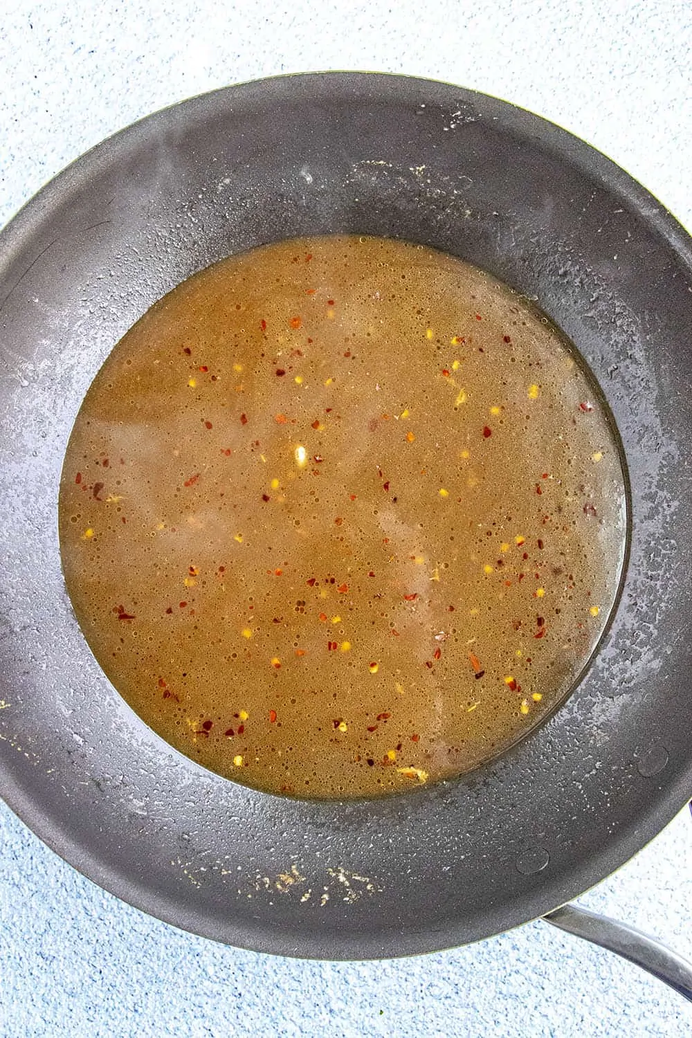Red Eye Gravy in a pan, simmering