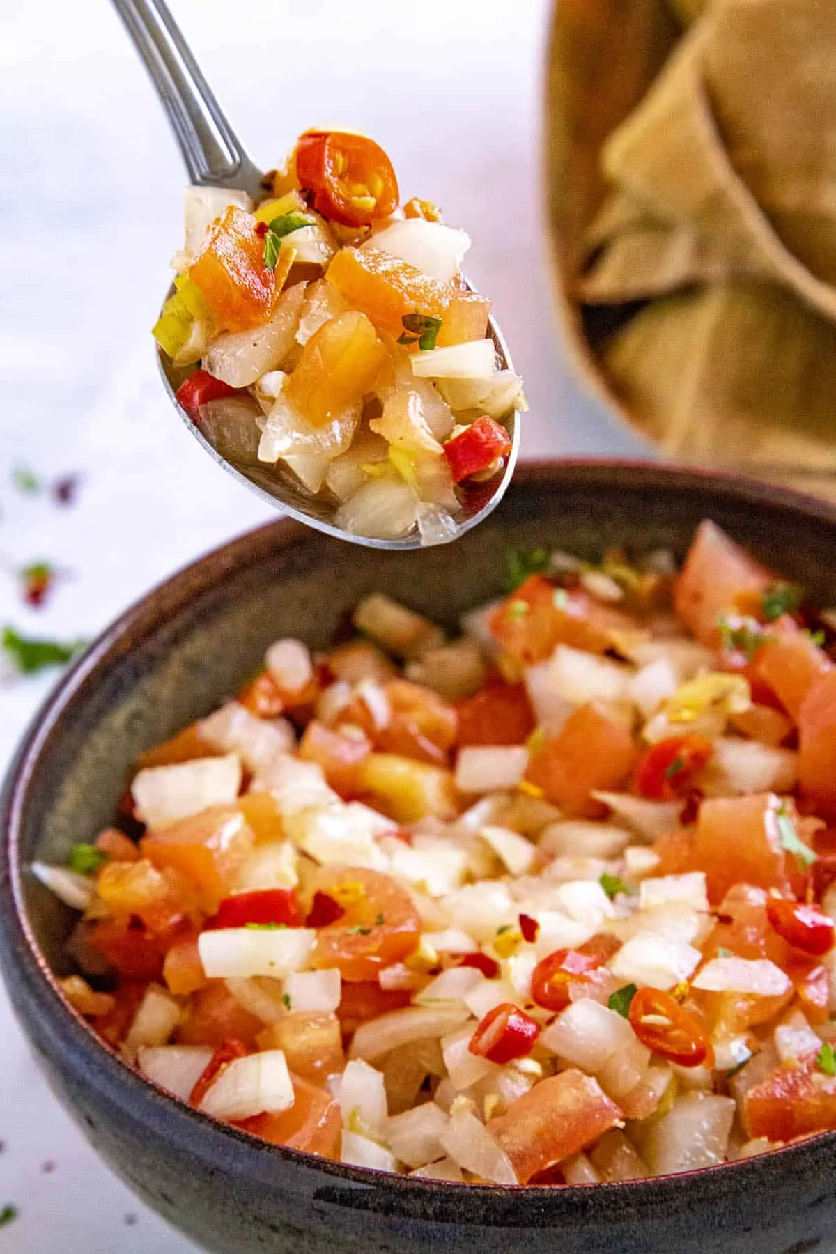 Sambal Matah on a spoon