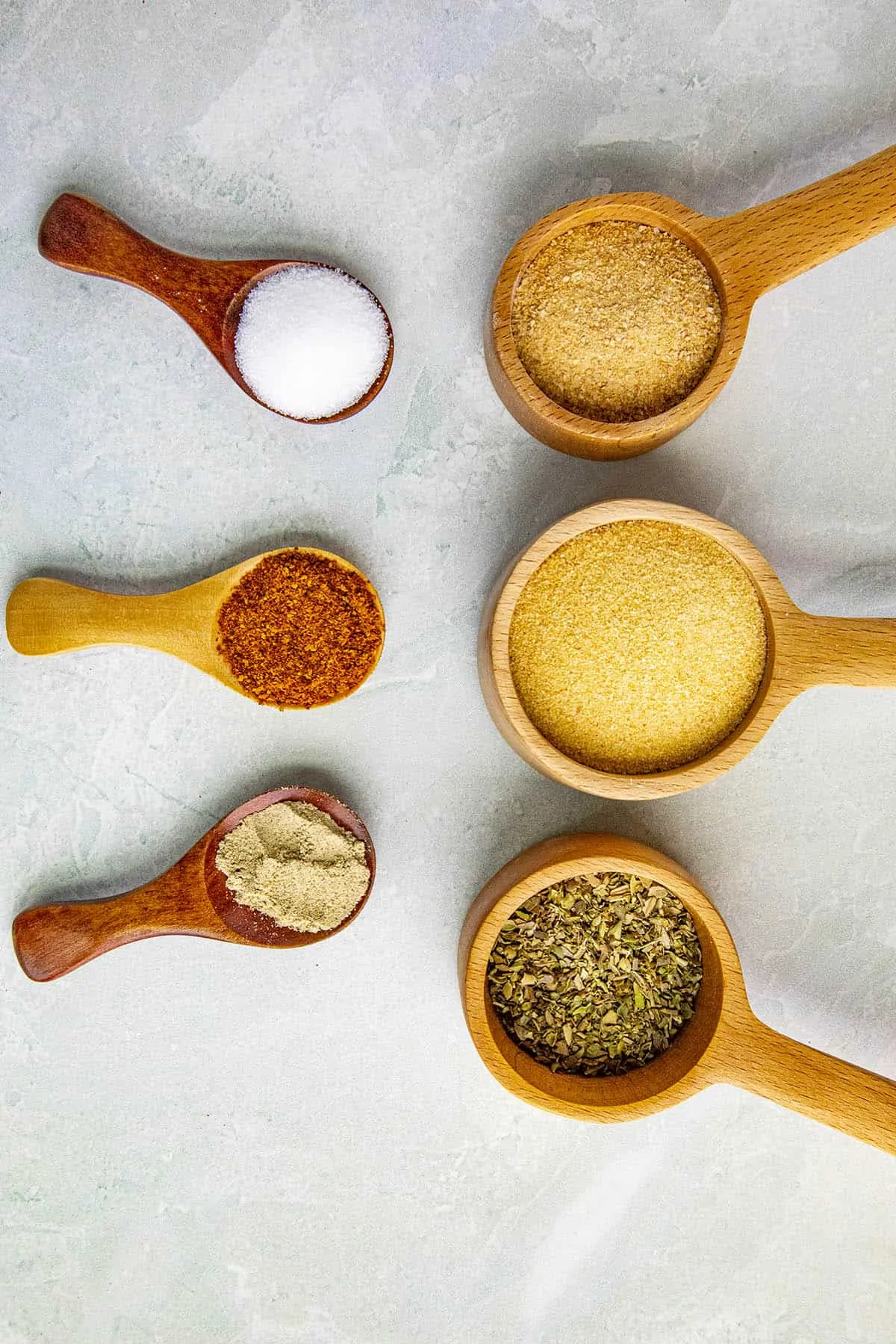 Adobo Seasoning ingredients, separated.