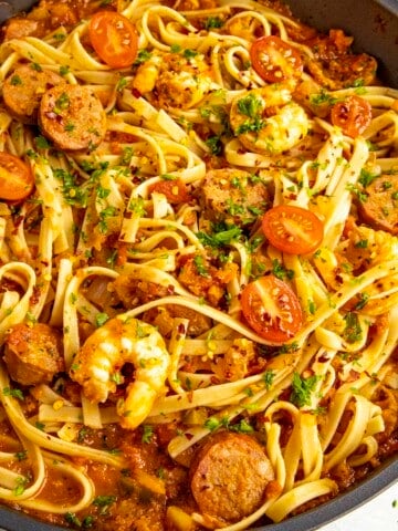 Cajun Pasta served and looking inviting.