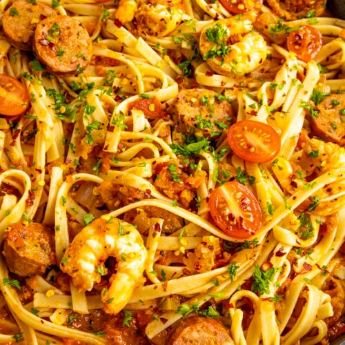 Cajun Pasta served and looking inviting.