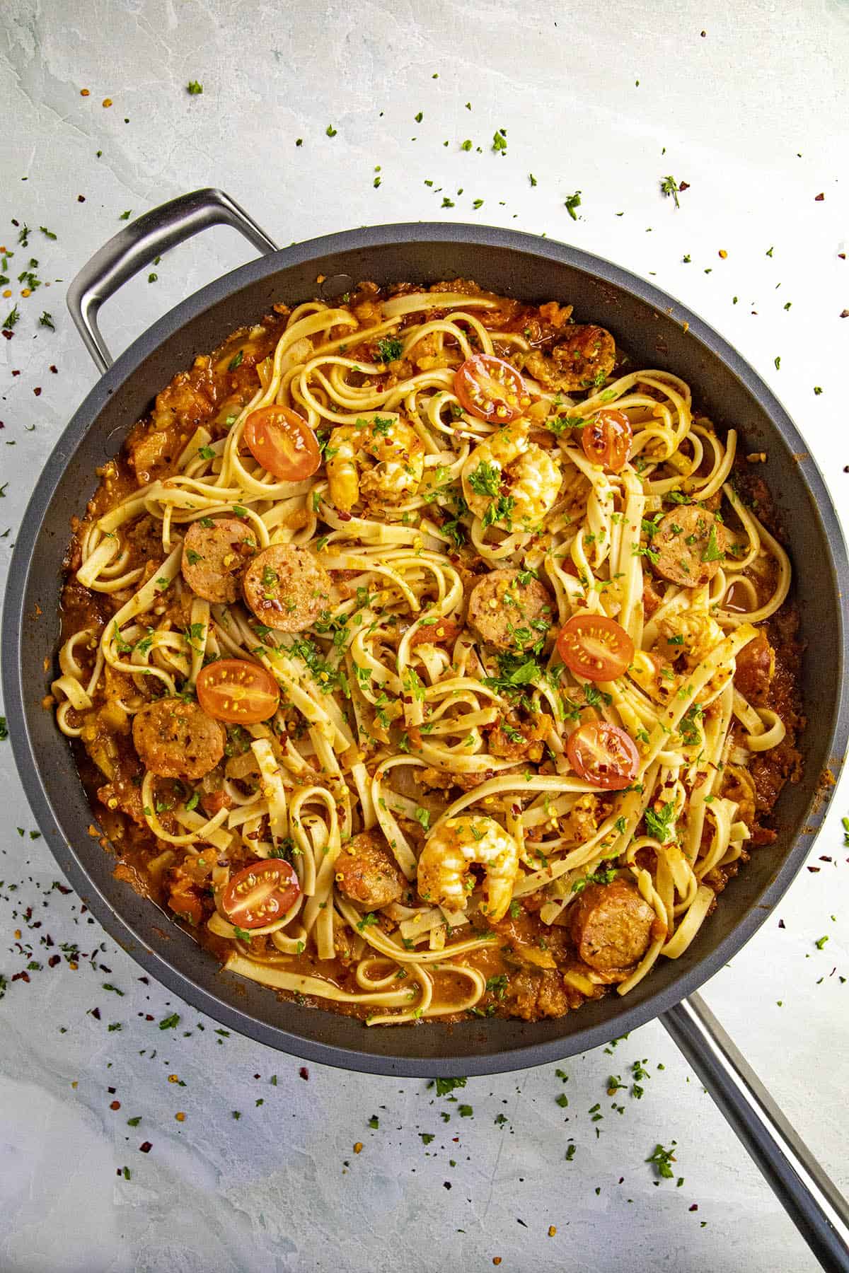 Cajun Pasta in a pan.