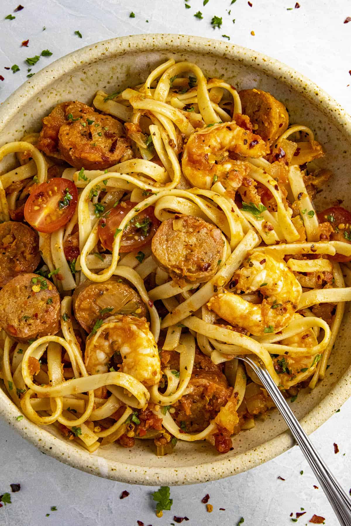 Cajun pasta in a bowl.