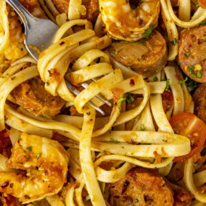 A forkful of Cajun pasta