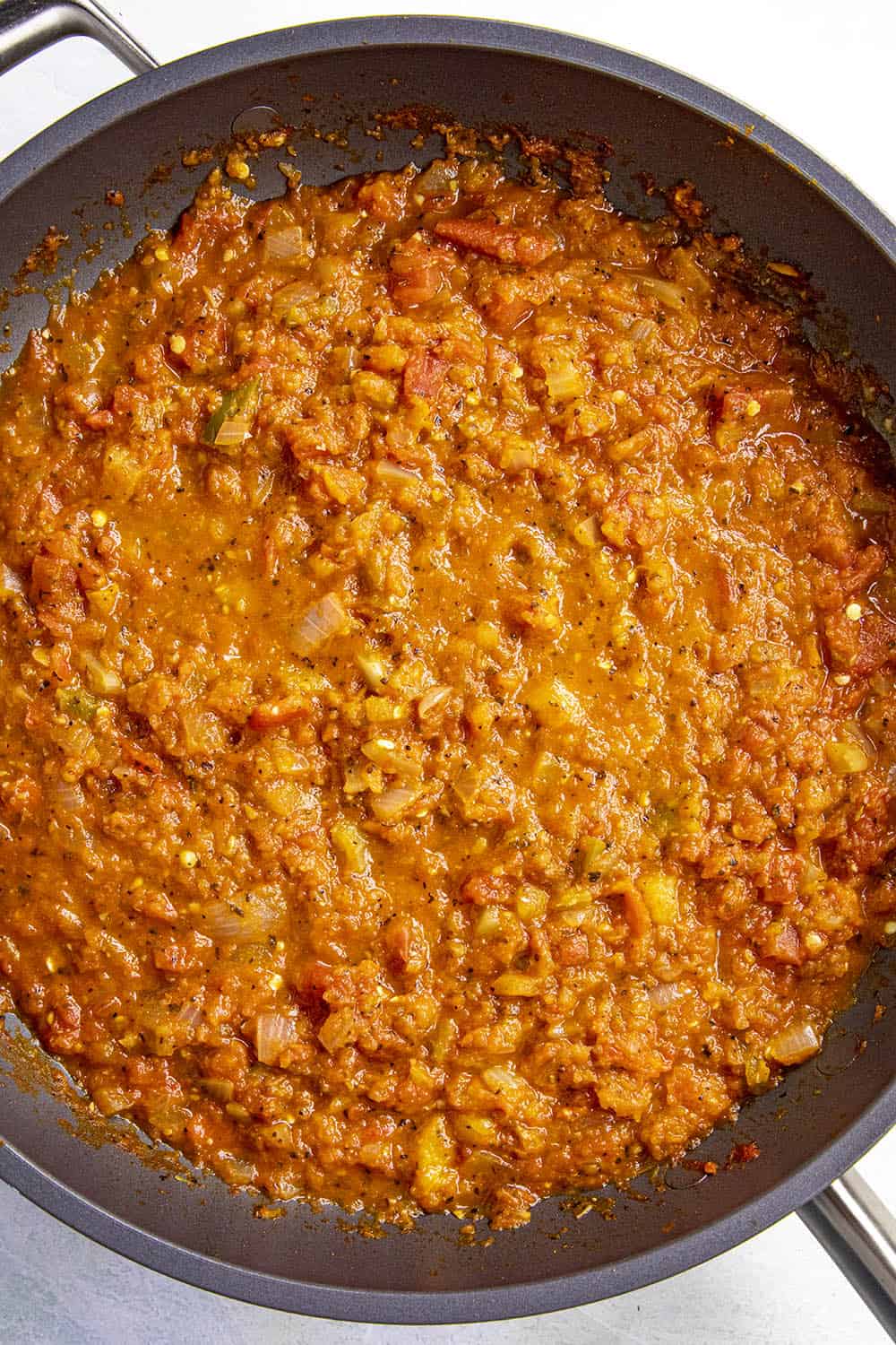 Cajun pasta sauce simmering.