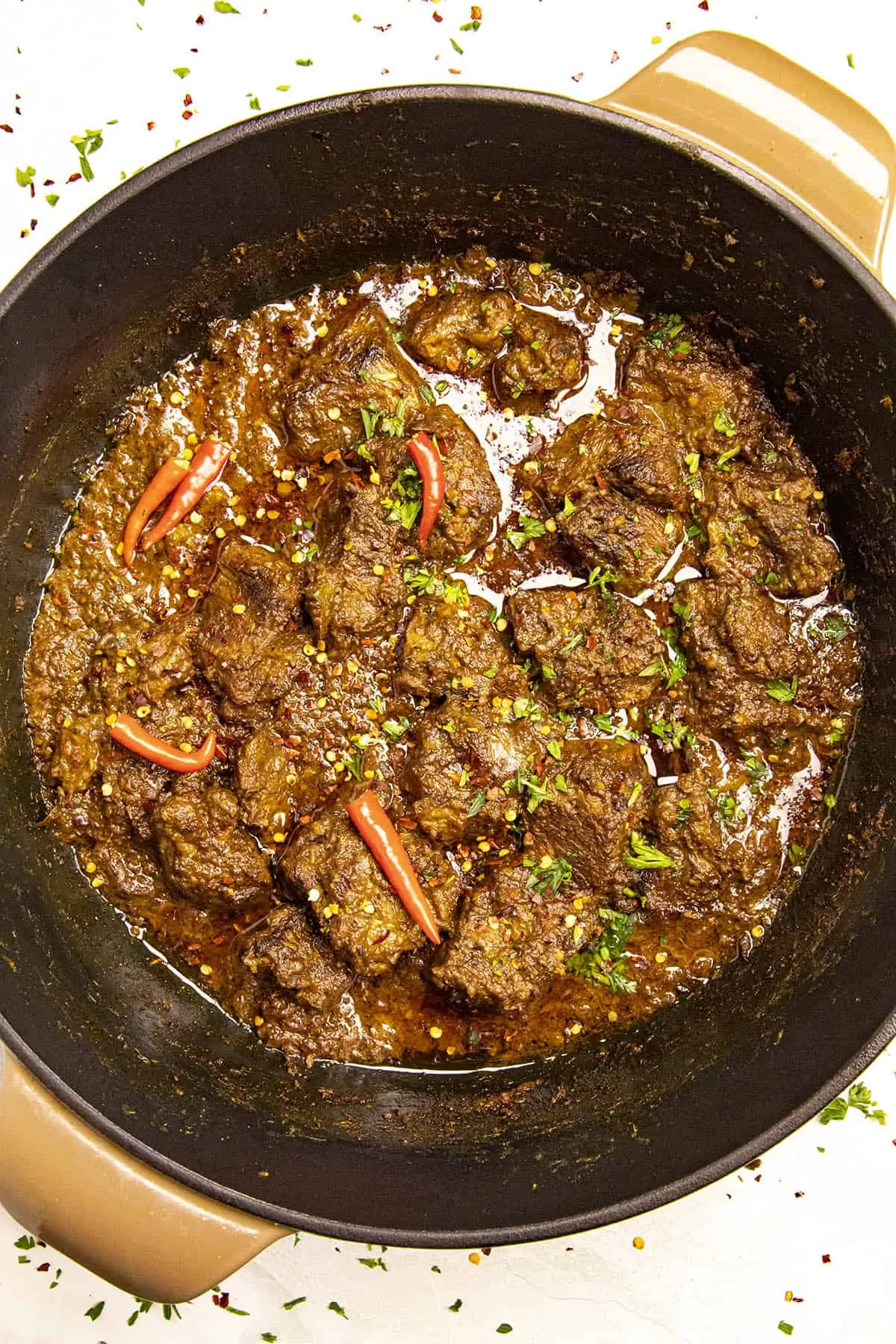 Spicy Beef Rendang in a pot