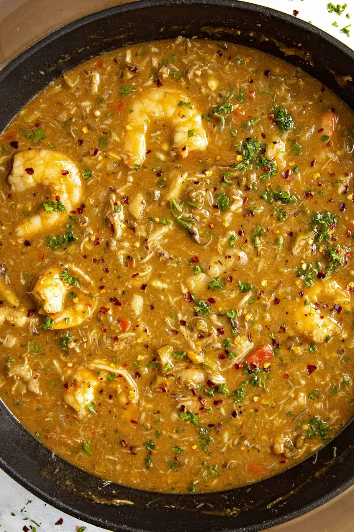 Seafood Gumbo in a pot
