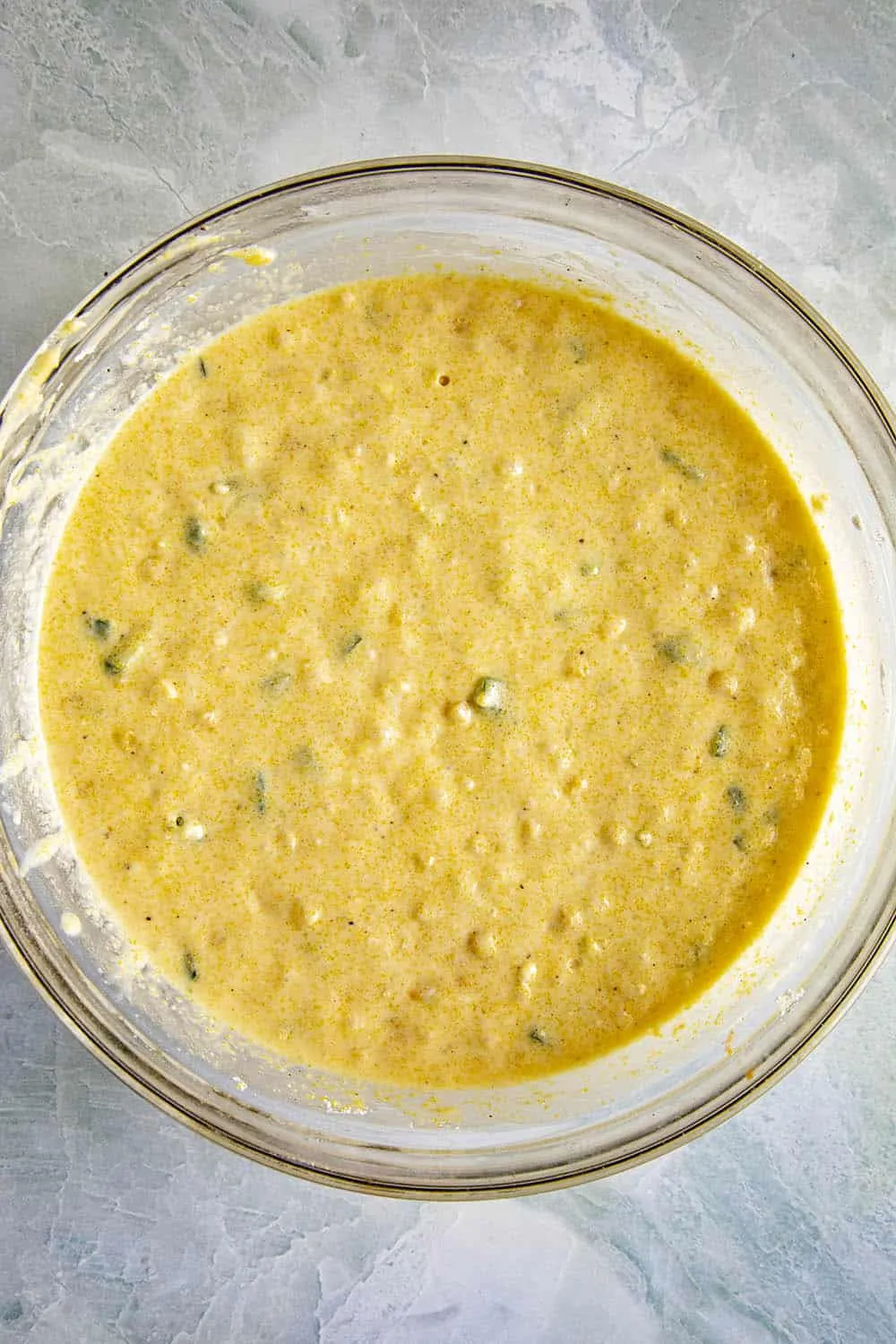 Web cornbread batter in a bowl