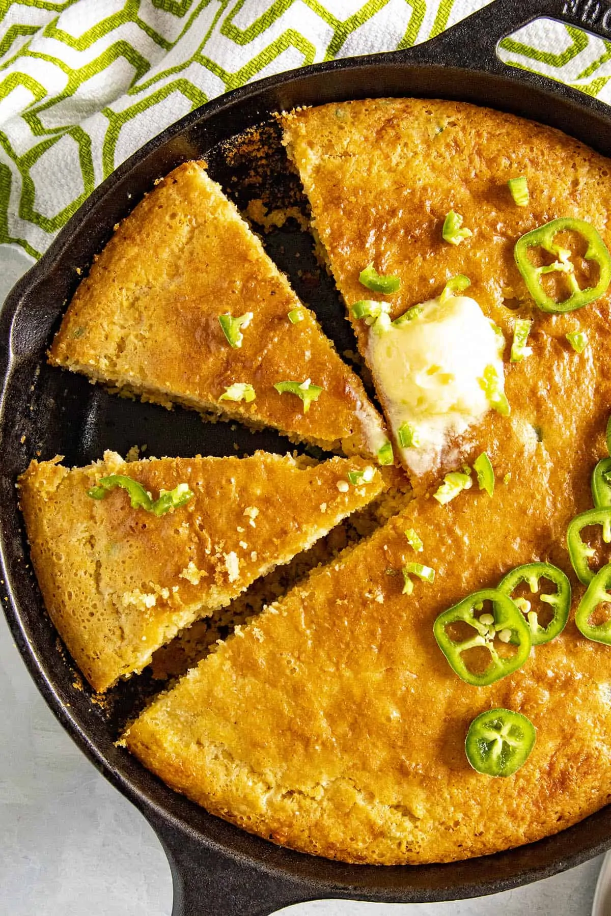 Two slices of Skillet Cornbread