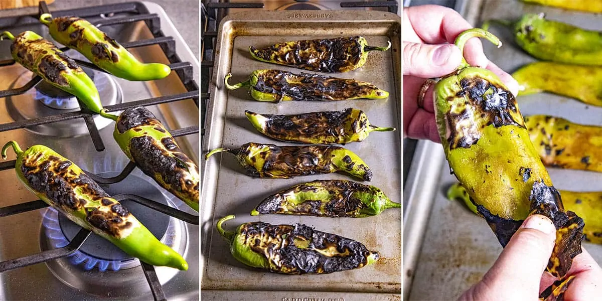 Roasting and peeling chile peppers