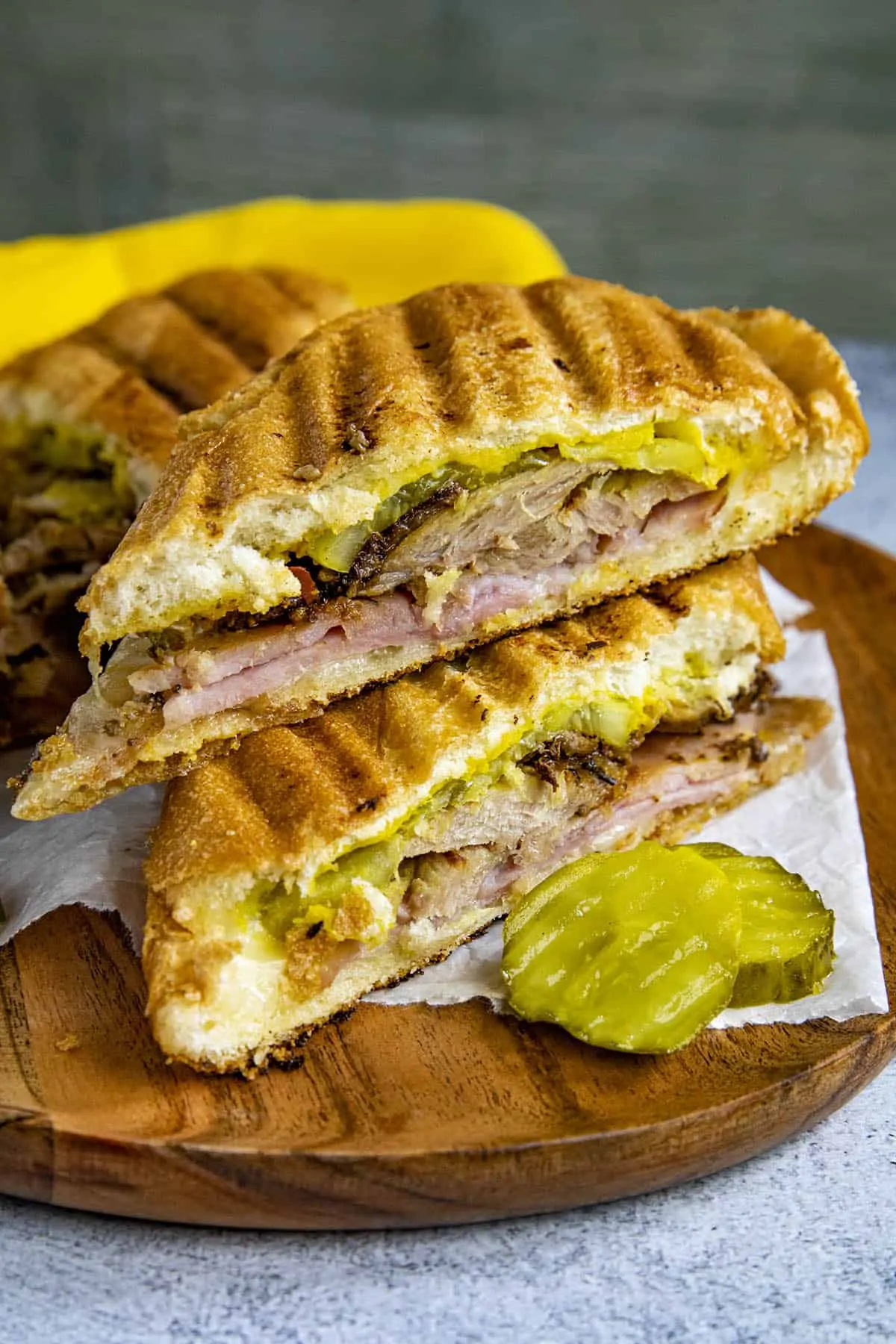 Slices Cuban Sandwiches on a plate